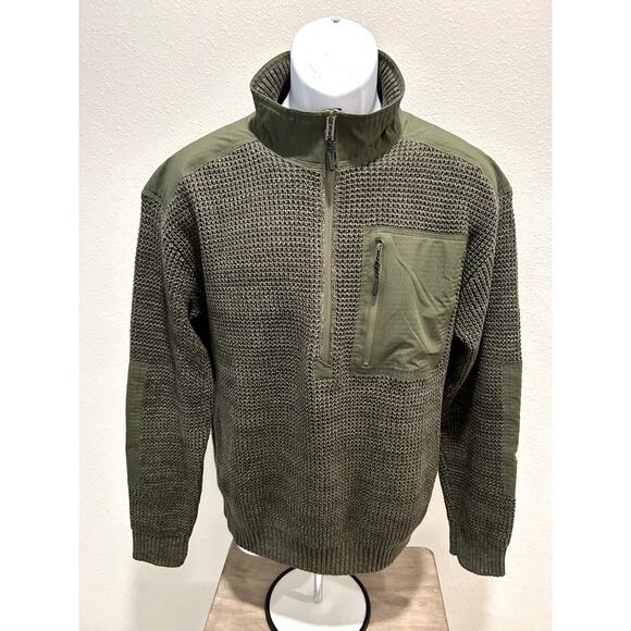 BASS OUTDOOR Mens Pullover Sweater with Zip Chest Pocket Sz L Color: Deep Depths - Picture 1 of 10
